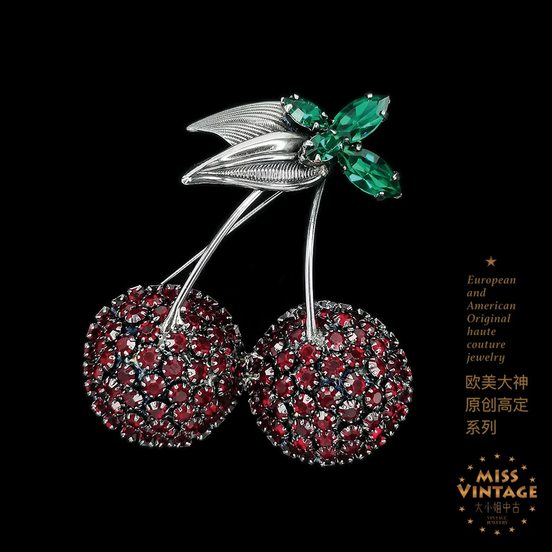 欧美大神原创高定高定穹顶密镶大樱桃胸针[259999-059]