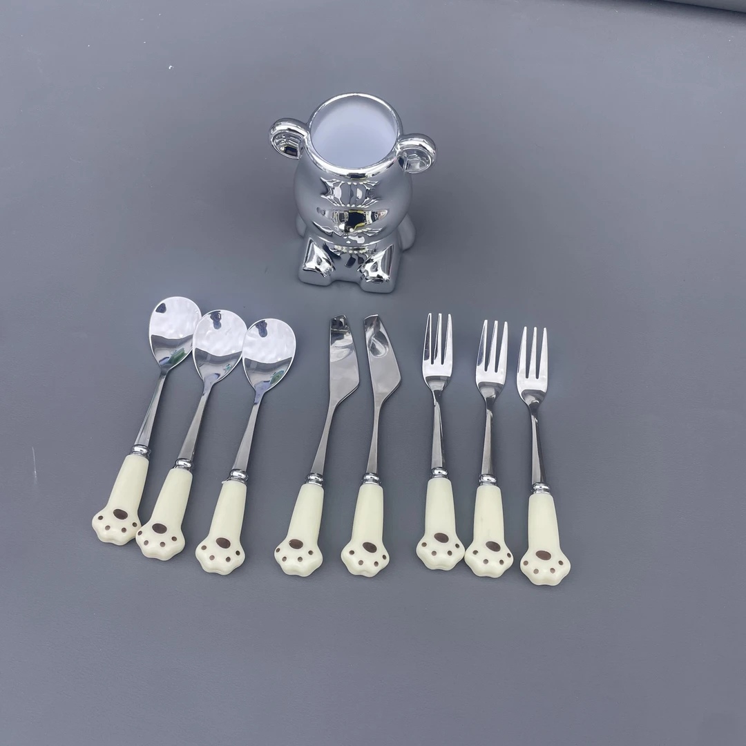 小熊精品下午茶勺叉套装九件套必备轻奢现代高级感简约【汤家限定】