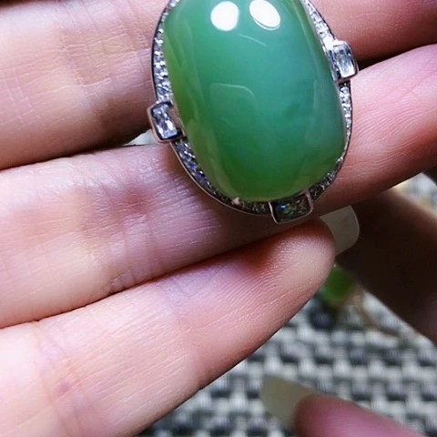 和田玉银S925镶嵌戒指