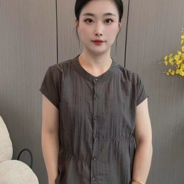 爆款2025夏季新款时尚减龄百搭洋气短袖衬衫上衣