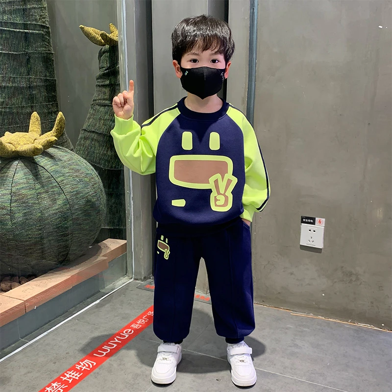 男童卫衣套装运动春秋款2025新款春季男女孩衣服洋气痞帅儿童春装