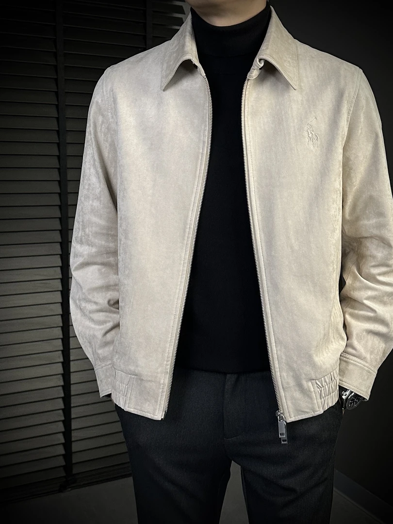 KING&GUCH【鹿皮绒】秋季2025新款男士翻领夹克百搭休闲外套6586