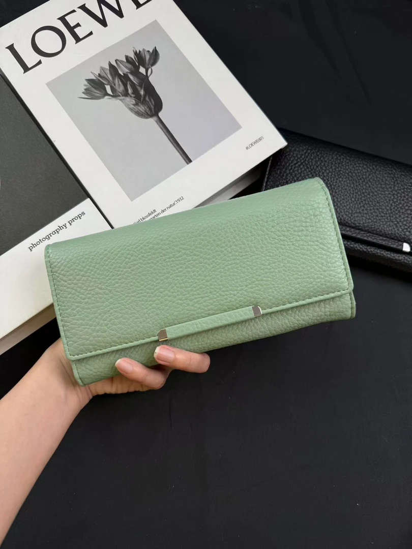 开播福利【轻薄长款钱包】 莫兰迪色系荔枝纹软皮 多卡位钱夹女士