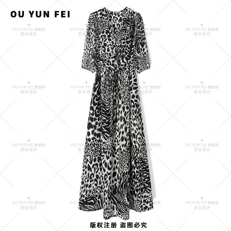 【豹纹】高档连衣裙夏季新款显瘦气质穿搭时尚轻奢女装优雅X9227