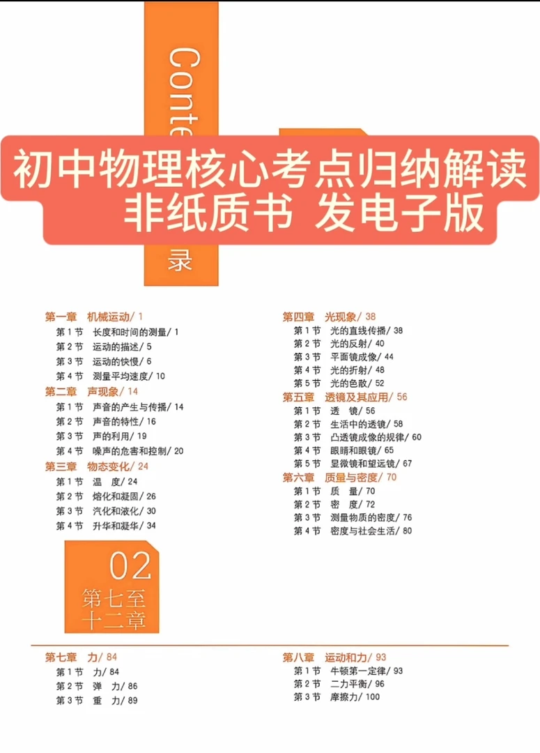 初中物理核心考点归纳解读非纸质书  发电子版