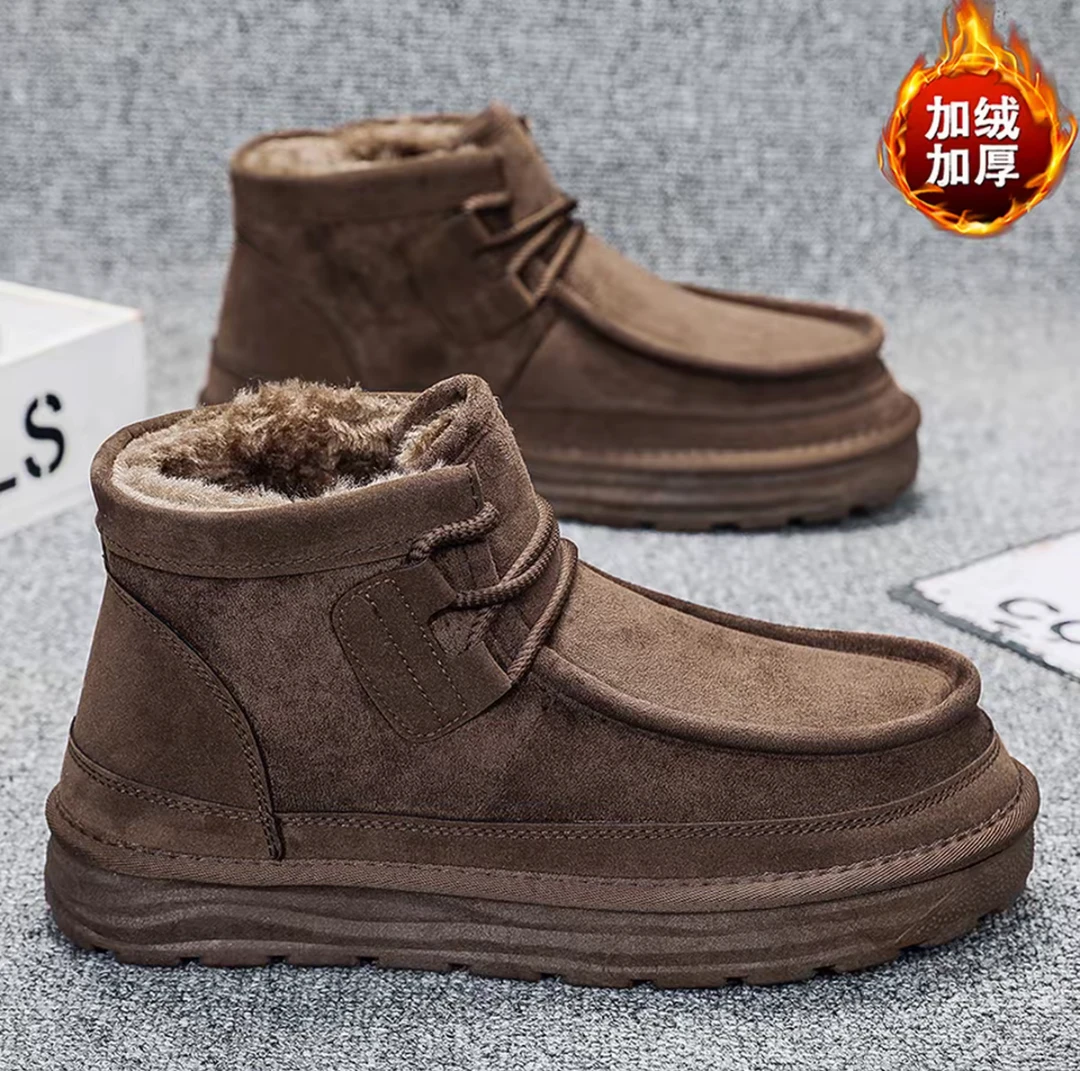2025年冬季男士新款加绒加厚雪地靴潮流百搭工装保暖厚底棉鞋