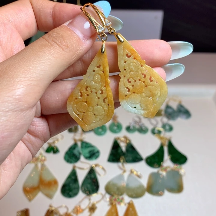 翡翠银S925镶嵌耳饰耳饰