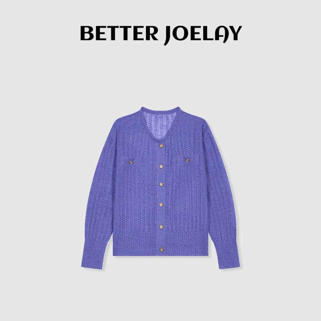 BETTER JOELAY-【蓝莓酱】羊毛时尚百搭长袖针织开衫LL6011