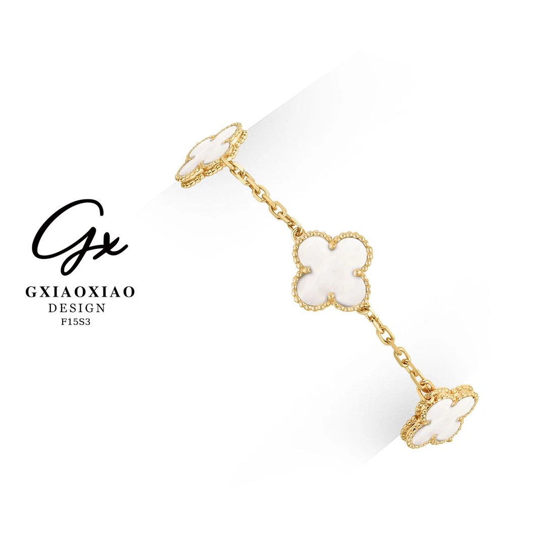 925银手链 GXX 轻奢气质高级感白色四叶花朵手链 F15S3
