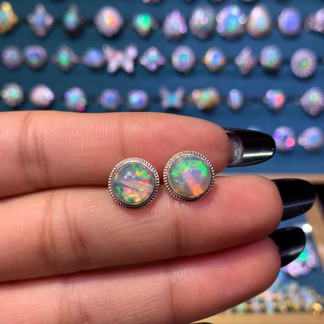 欧泊银S925镶嵌耳饰