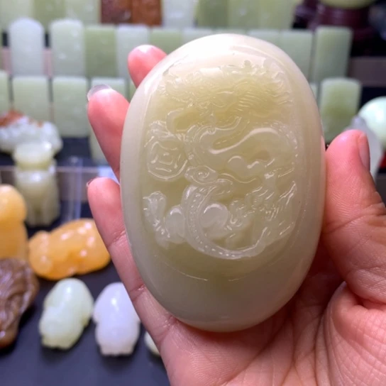 石材方解石手把件