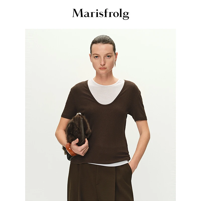 Marisfrolg玛丝菲尔时尚休闲百搭春夏简约设计师T恤A1FZ11767