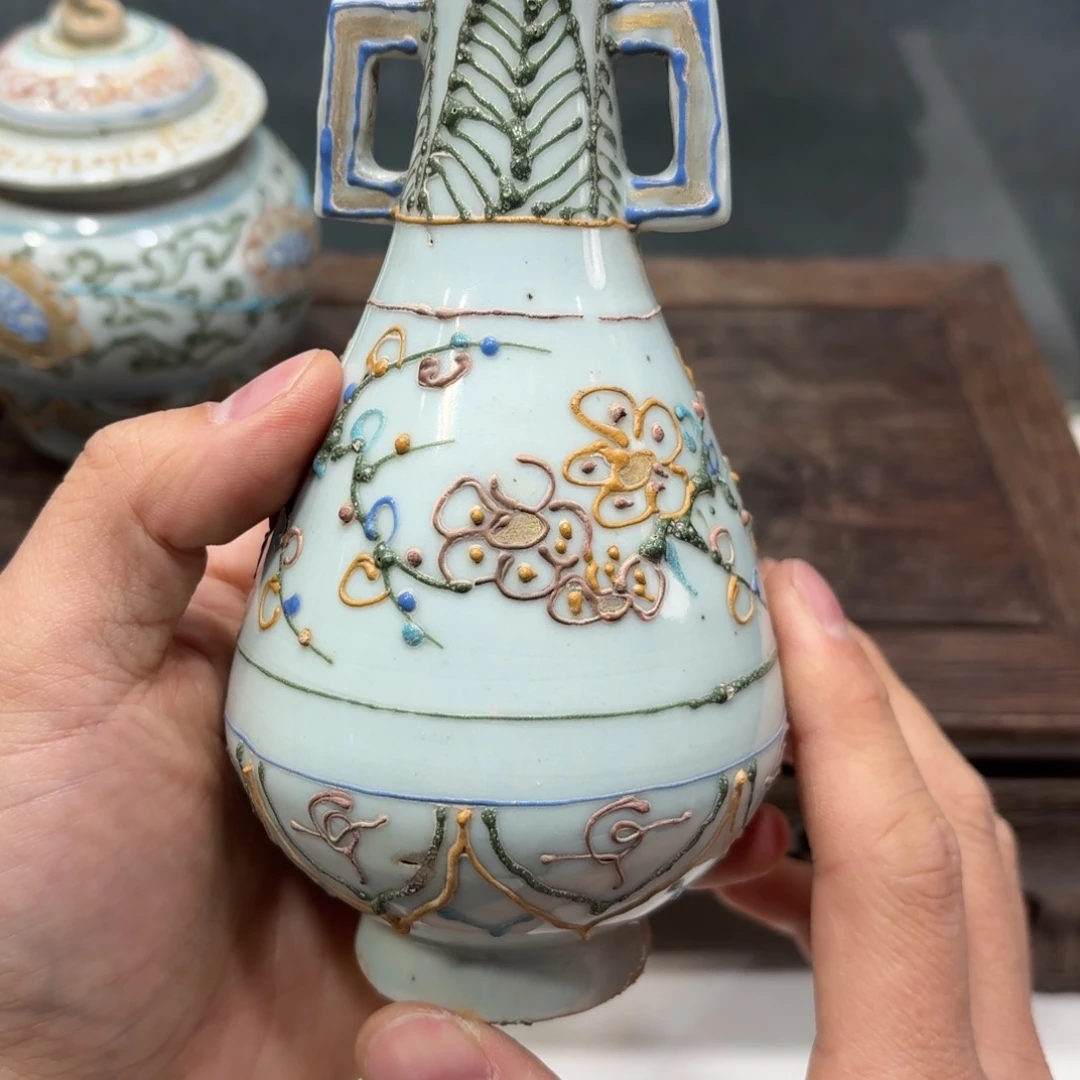 秋***雨陶摆件瓷器工艺品摆件沥粉