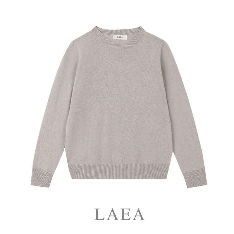 LAEA丨圆领秋冬长袖羊毛衫无缝羊毛打底衫纯色宽松针织常规款