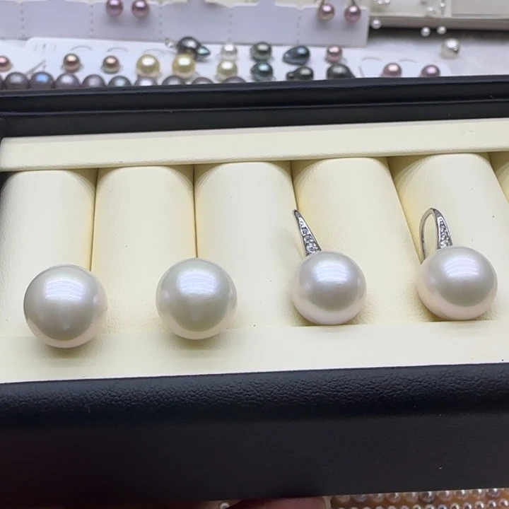 摆件淡水珍珠未镶嵌冷光耳饰12-13mm