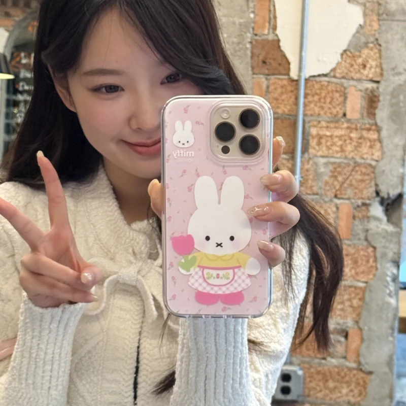 Lucky郁金香米菲兔适用iPhone16大孔手机壳华为vivo小米15oppo套