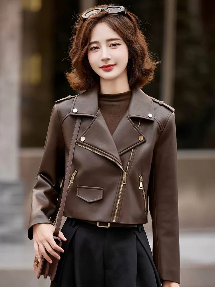 皮衣女夹克2025春秋新款修身百搭小众炸街高级感女装短款潮流显瘦