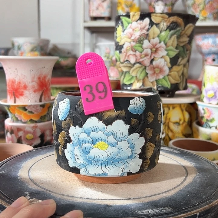 景德镇手绘花盆满38包邮