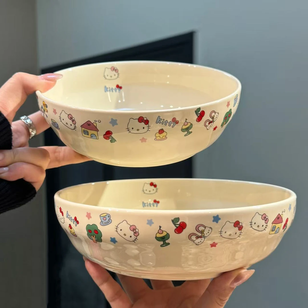 【圆和圈】出口尾单 乐园小猫陶瓷餐具 双层大汤碗8寸+7寸