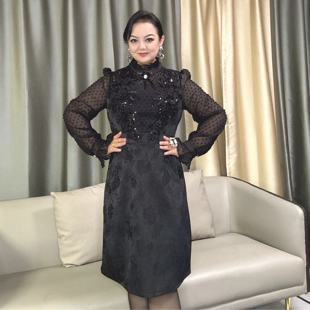 发依扎连衣裙3个颜色中长款显瘦气质（新疆包邮）