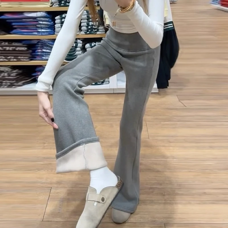 灰色微喇lulu裤女秋冬2025新款美式辣妹高腰显瘦运动瑜伽喇叭卫裤