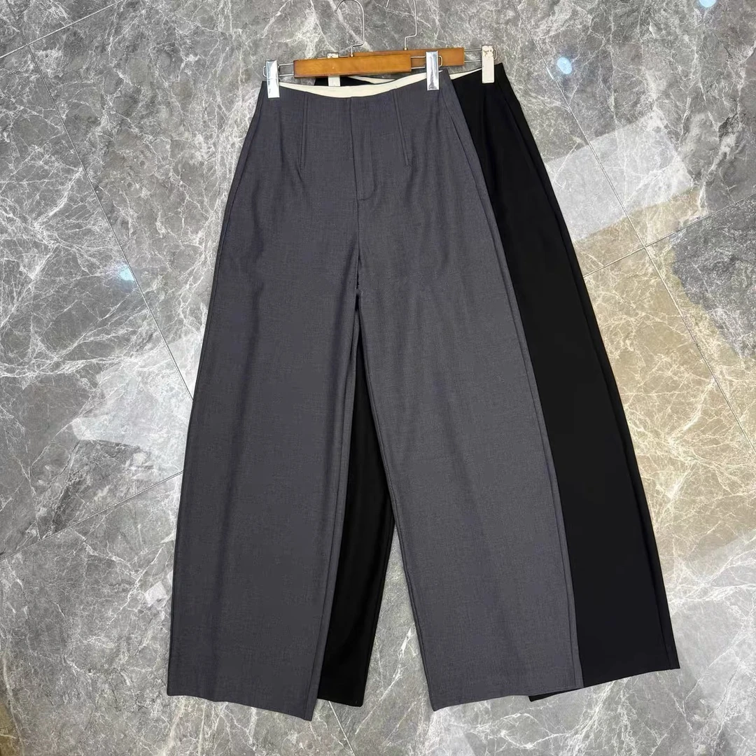 深圳南油2025早春新款休闲西装阔腿裤女简约时尚百搭显瘦女士裤子