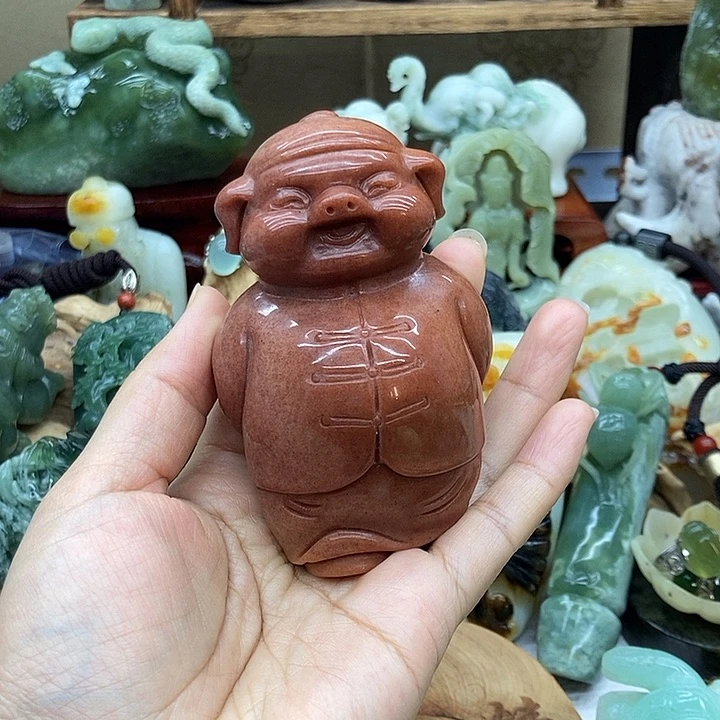 石英质玉（金丝玉）手把件未镶嵌妙****》
