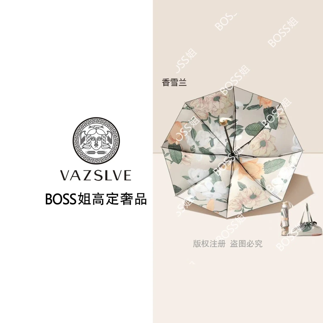 香雪兰双层双面双花伞复古油画轻奢高档女夏季黑胶防晒伞