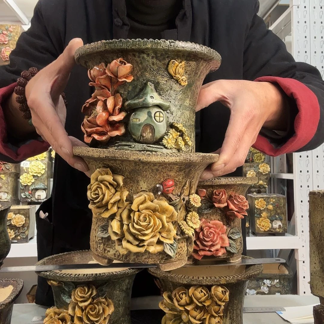 红陶瑶*青默花器花盆