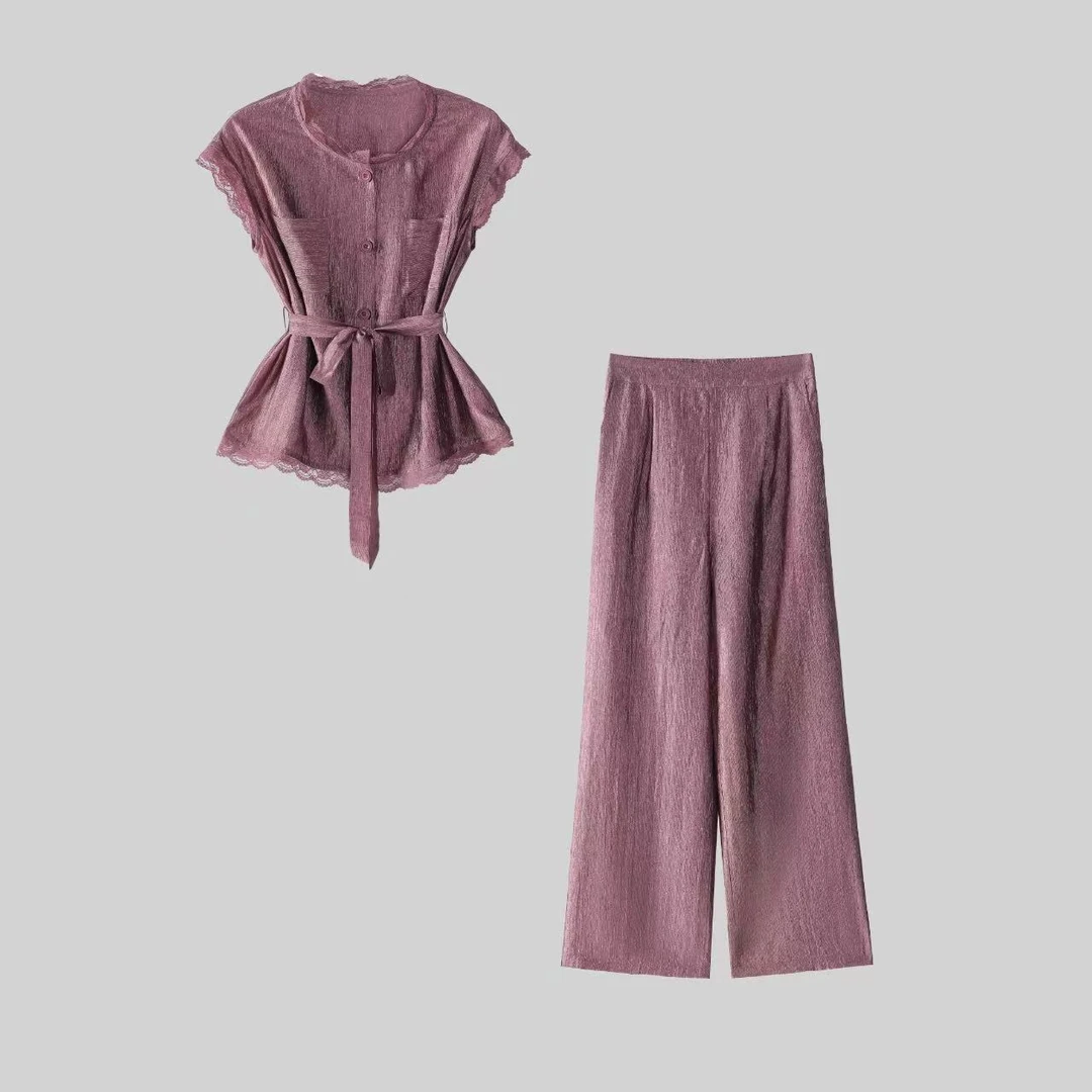 【纪朵研】1065气质显瘦时尚复古2025夏季新款休闲宽松两件套