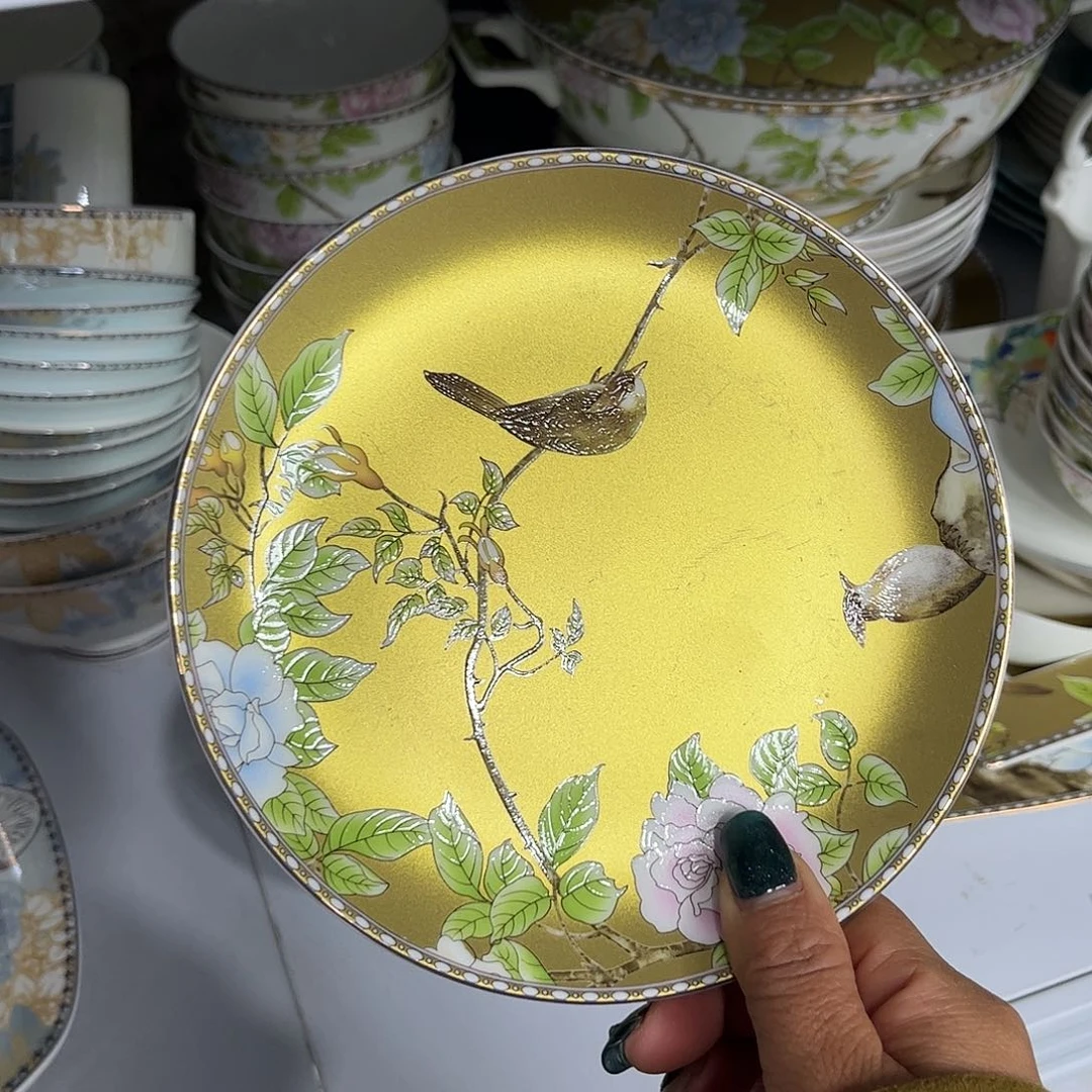 瓷片琴瑟和鸣六寸骨碟六个微瑕