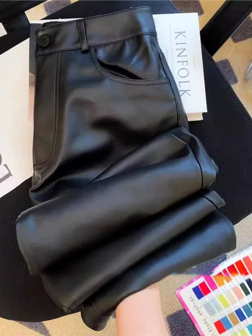 1917 百搭柔软舒适复古阔腿皮裤休闲裤（S15）