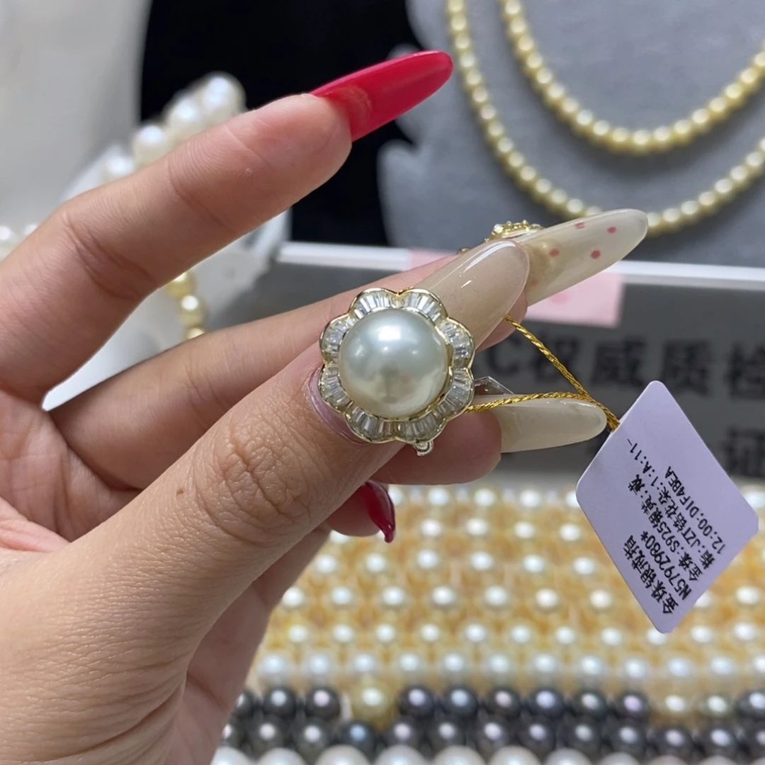 海水珍珠戒指银S925镶嵌
