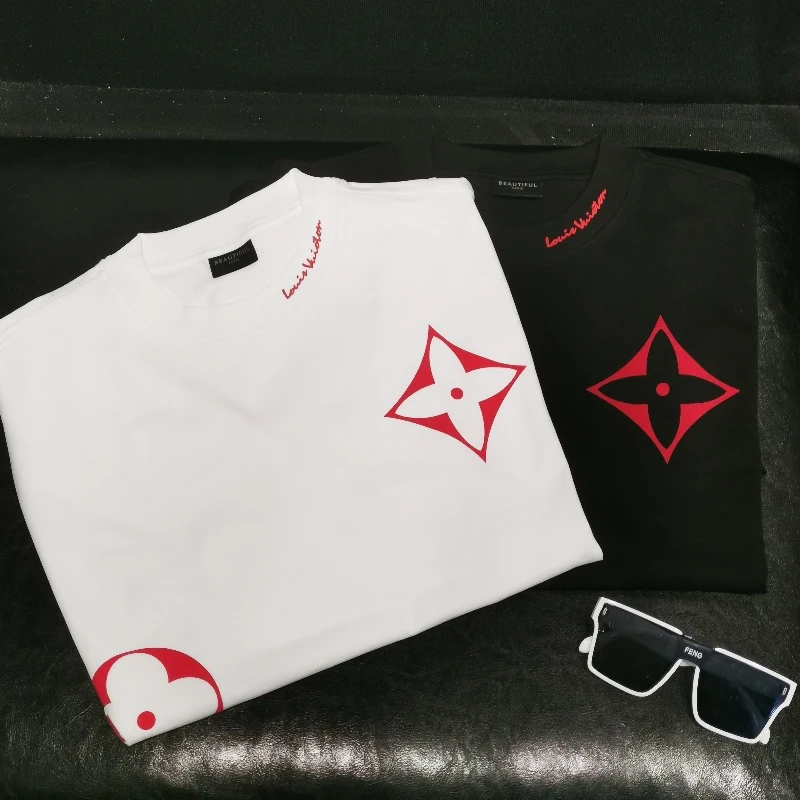 白色潮流2025SS夏季短袖  毛驴老花时尚印花情侣百搭休闲纯棉t恤