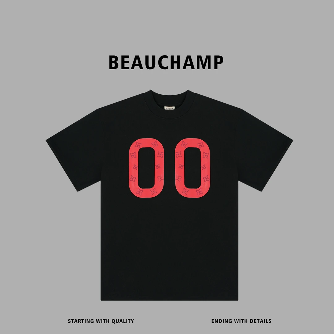 Beau champ品牌 美式潮流纯棉百搭印花圆领宽松夏季短袖 6329#