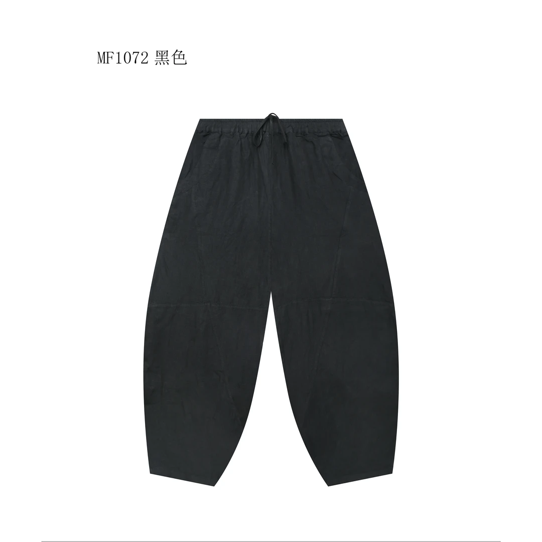 【麻訪家】MF1072黑色文艺复古宽松显瘦百搭休闲哈伦裤