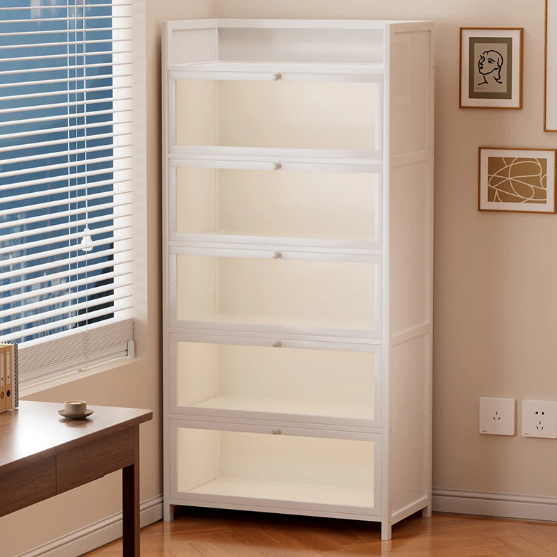 福利置物架落地家用储物柜儿童书架子防尘亚克力带柜门展示柜痛柜