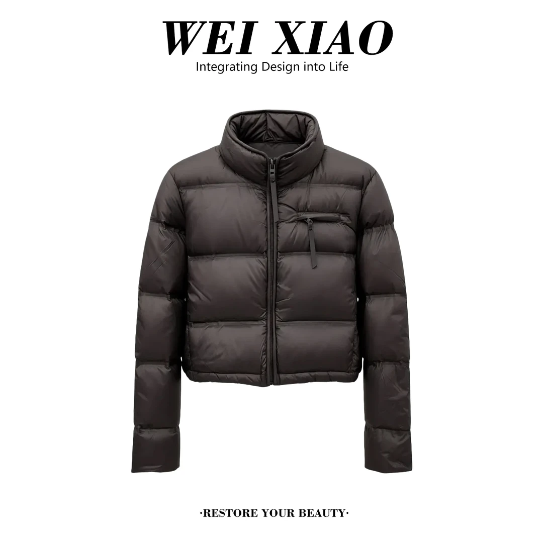 美拉德复古穿搭短款立领棉服女秋冬设计感休闲百搭加厚面包棉服潮