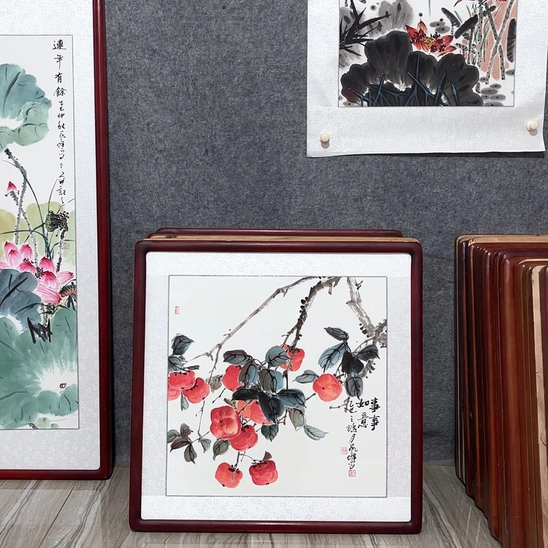 国画书画作品带框63×63