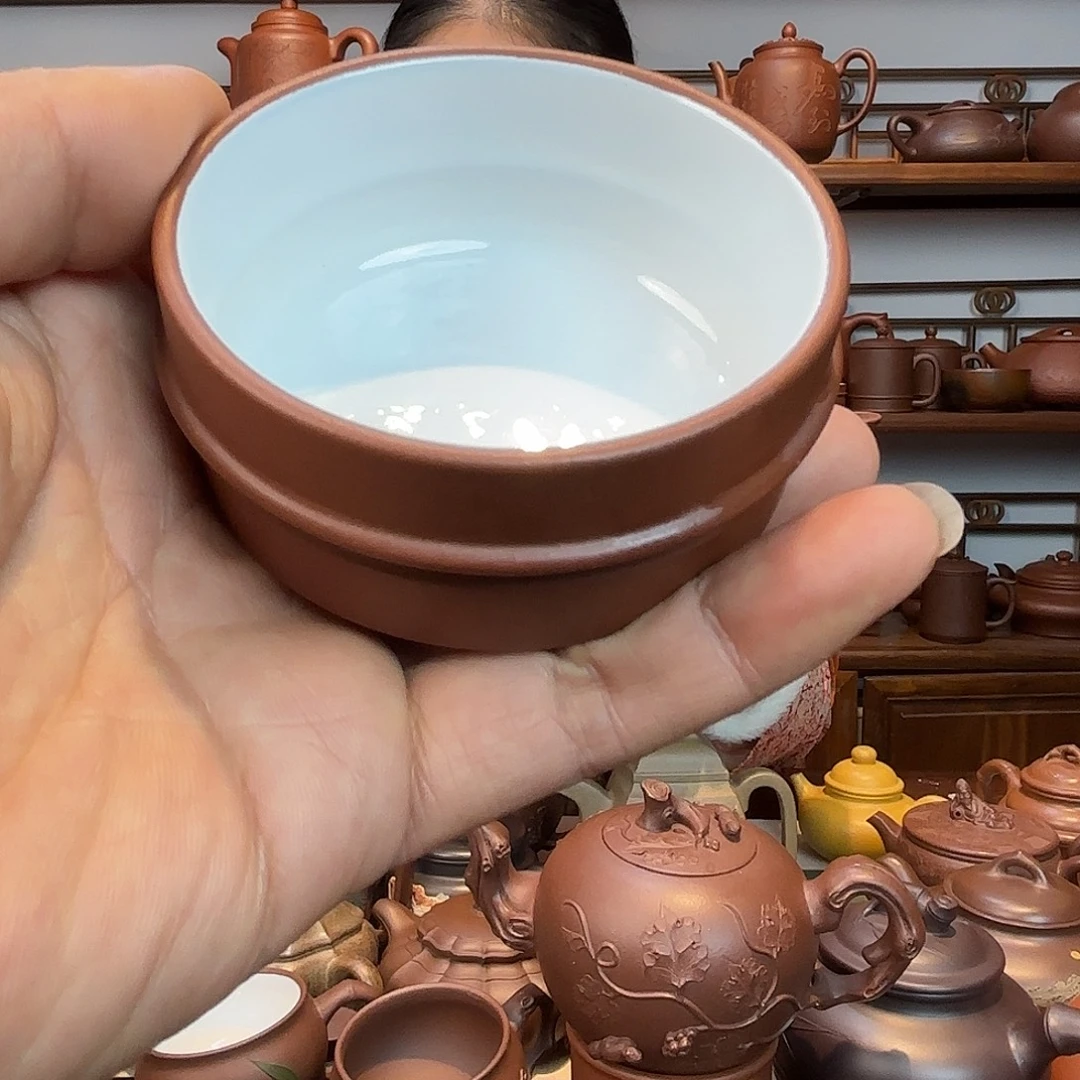 茶杯紫砂白釉杯紫砂