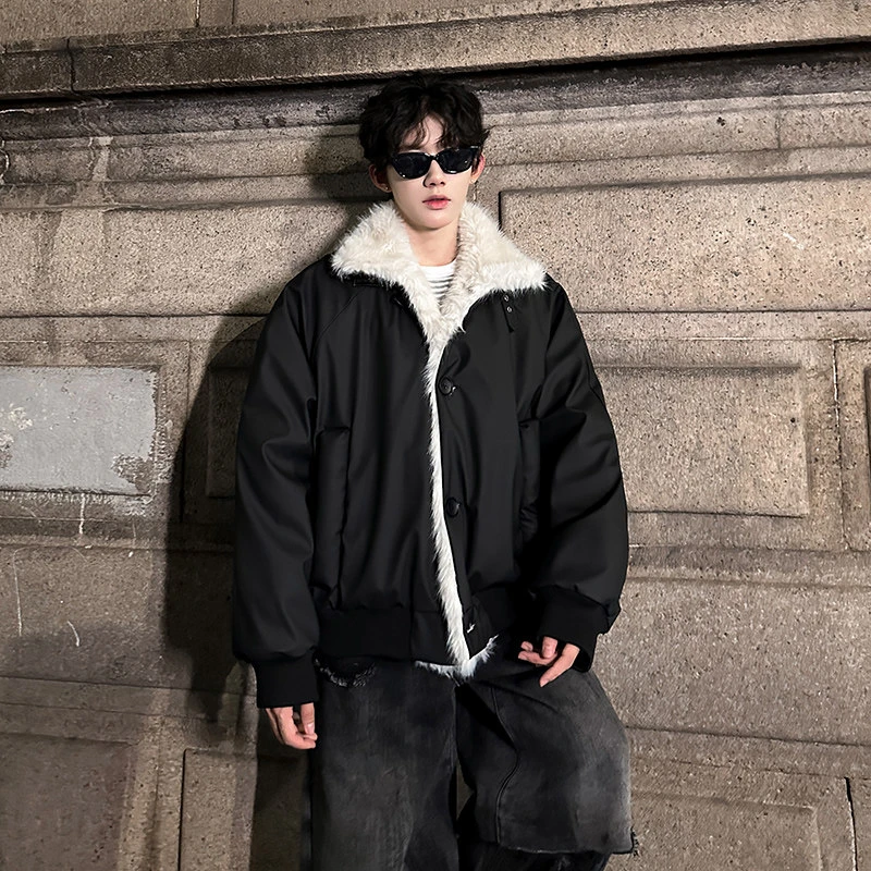 软皮座山雕棉服加绒加厚保暖棉衣冬季棉袄子潮牌美式高街痞帅外套
