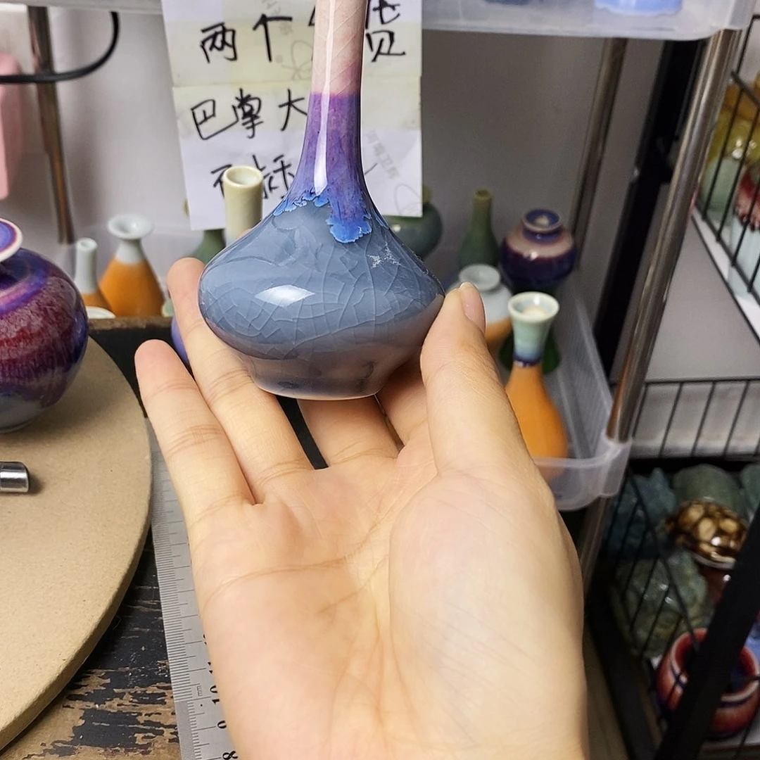 摆件巴掌大不插花景德镇高温陶瓷小花器