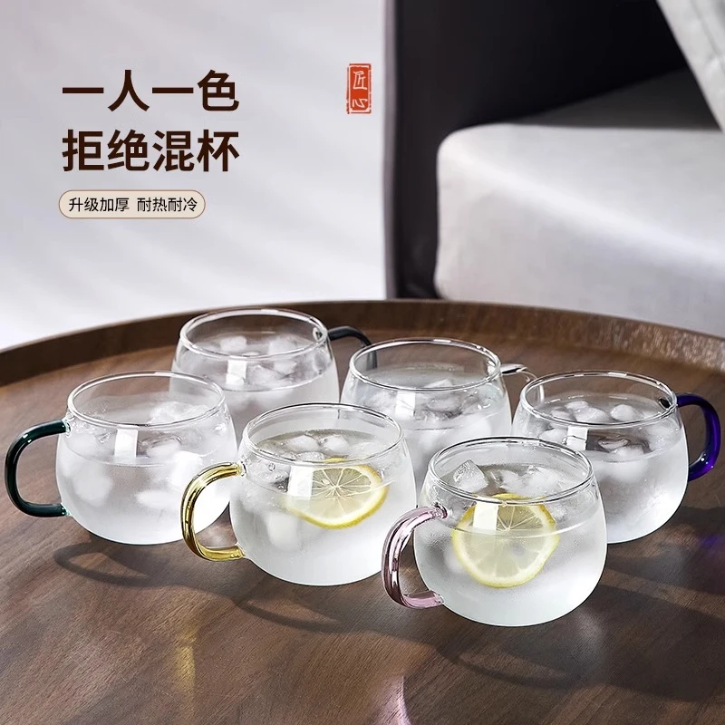 玻璃杯带把耐高温待客耐热家庭喝水杯子家用女客厅泡茶茶杯具