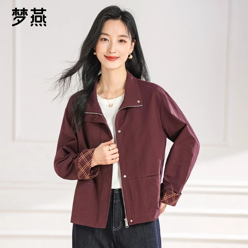 梦燕春秋女时尚百搭气质大方宽松休闲舒适简约短款外套AA09B5026