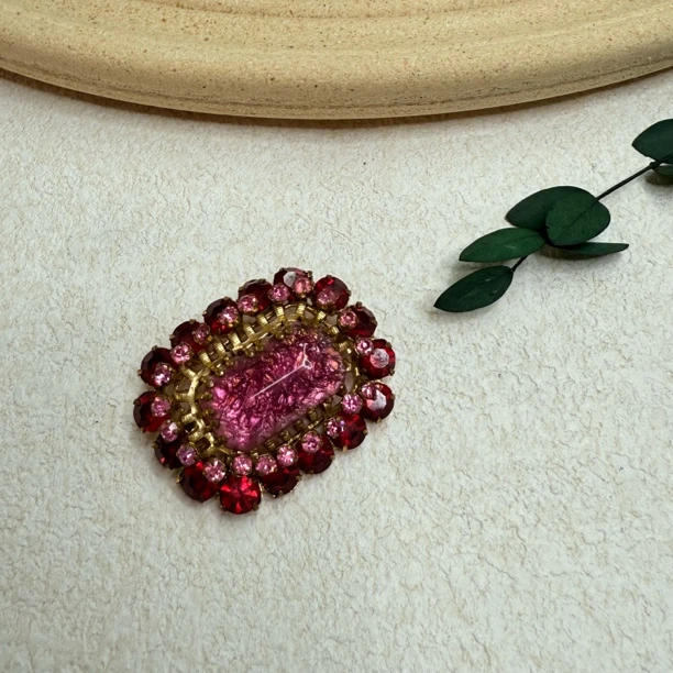 铜合金琉璃胸针 【六六中古】孤品复古胸针th5647