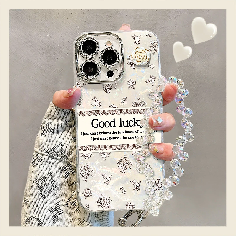 山茶花公仔手链适用苹果16promax手机壳贝壳纹高级感华为Mate70