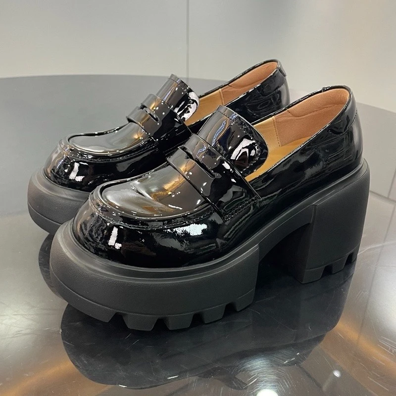 GDDZ真皮厚底2025新款英伦风松糕单鞋增高一脚蹬乐福鞋GD-250231