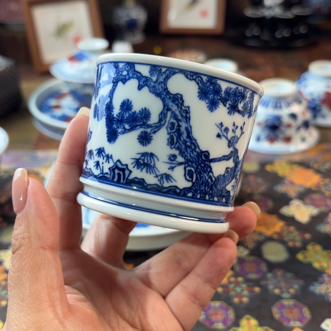 瓷年末清仓青花手绘杯杯