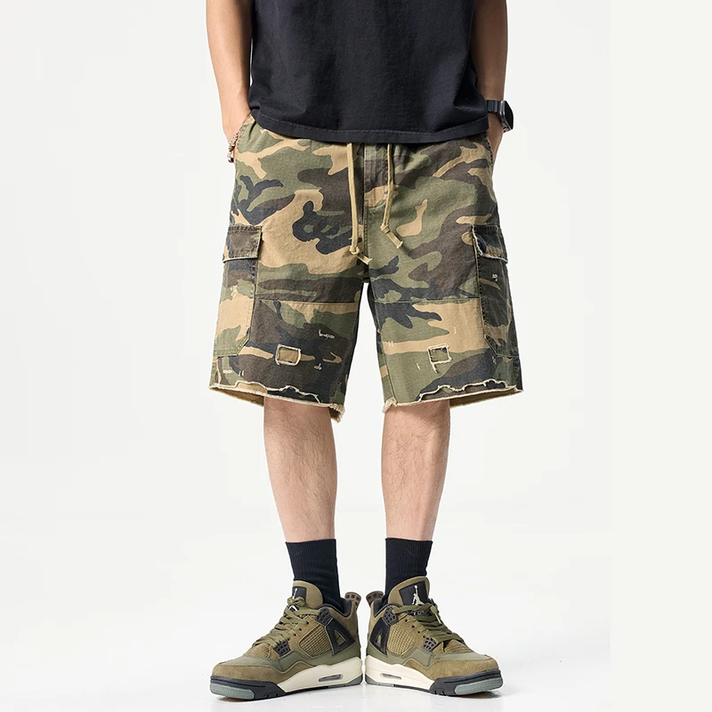 [9202]日本迷彩工装五分休短裤男夏季薄款百搭潮流品牌纯棉中裤