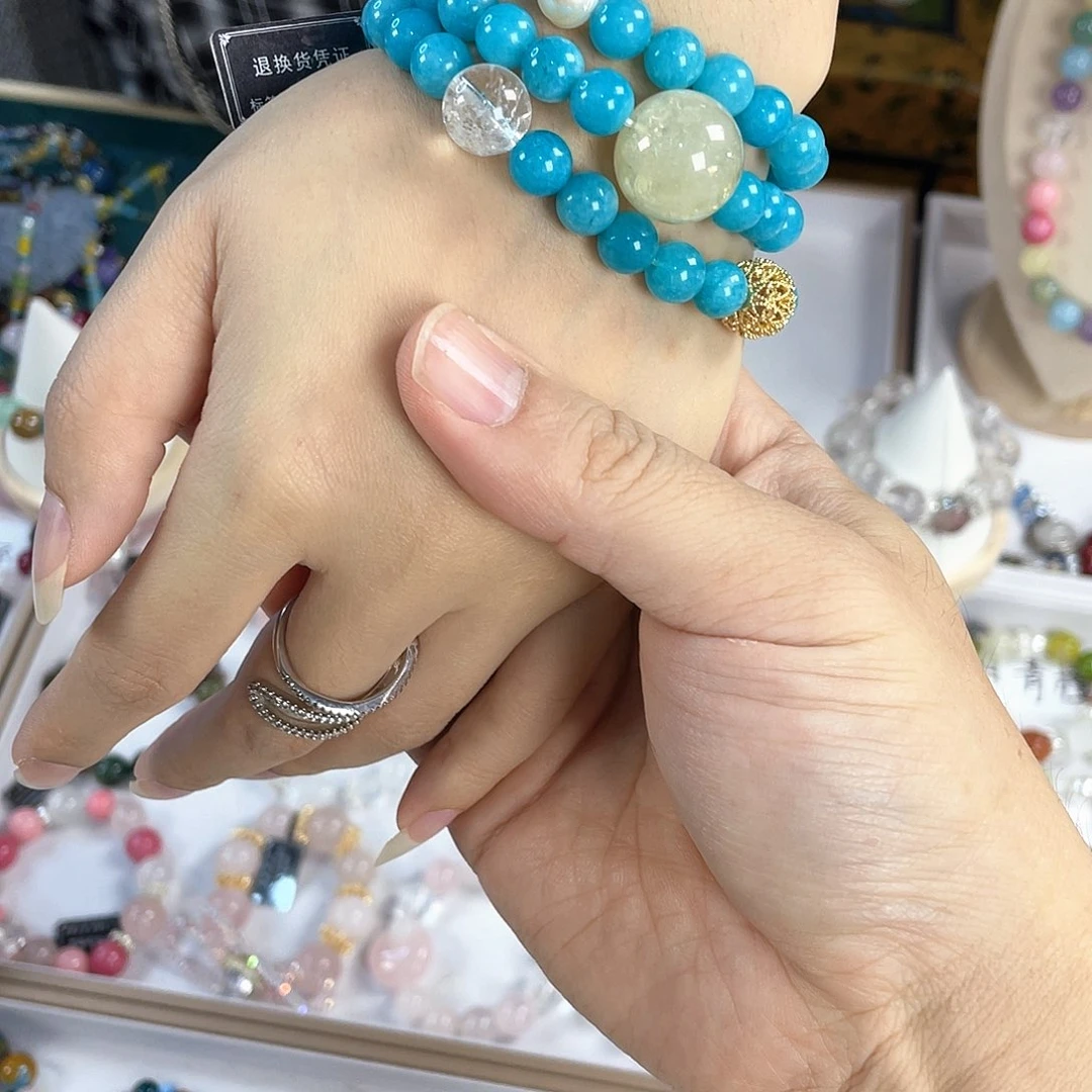 水晶手链银S925镀金镶嵌